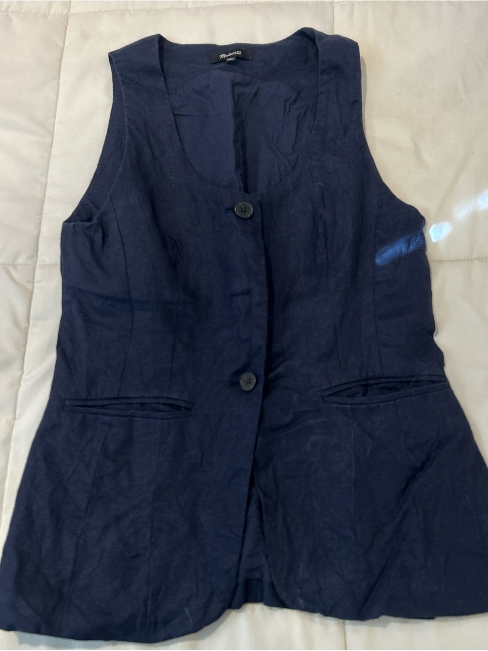Madewell Navy Blue Lightweight Button Vest